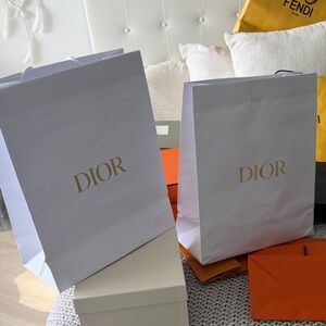 Dior White Bags with Gold Logo